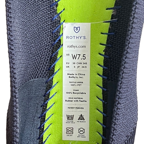 ROTHYS navy blue round toe women flats size W7 1/2 - Picture 8 of 10